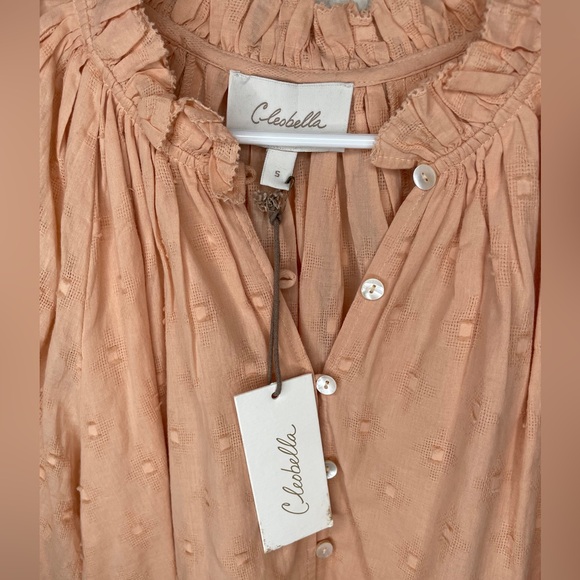 NWT Cleobella Antonia Puff Sleeve Peasant Top Light Peach Size Small - Picture 8 of 11